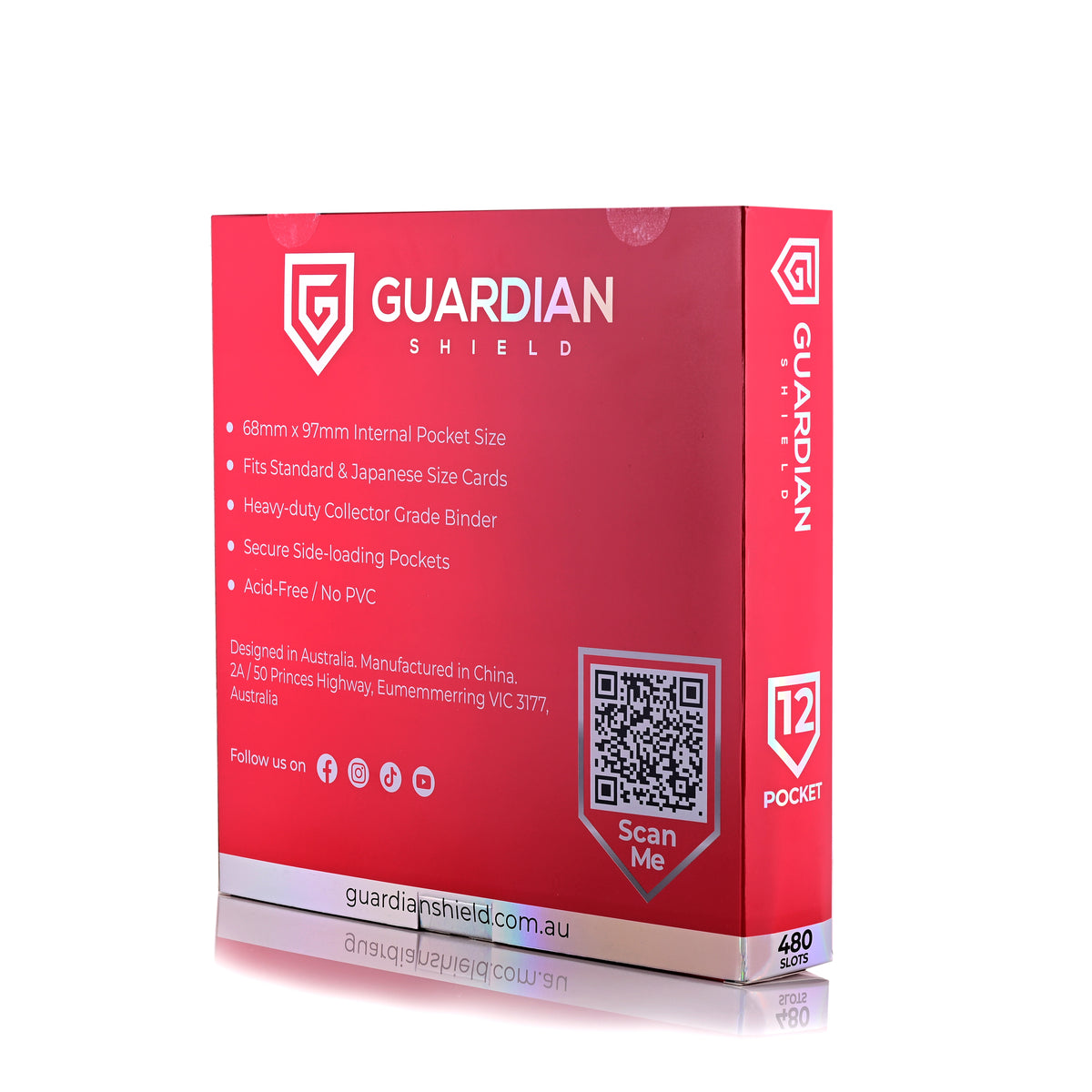 Guardian Shield Zip Binder 12 Pocket Red