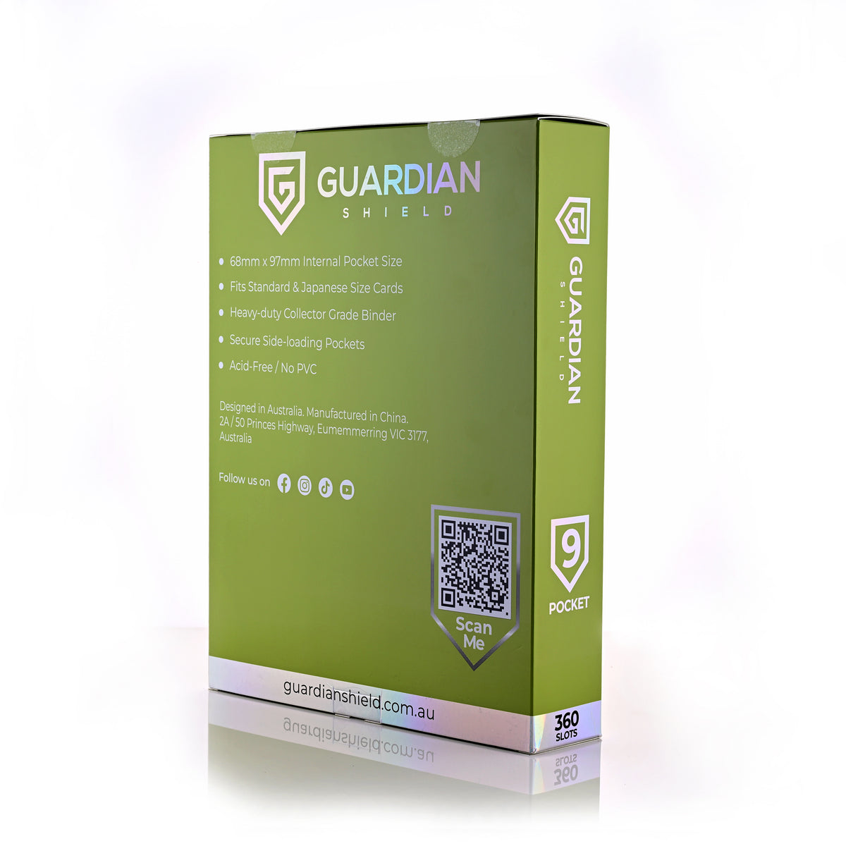 Guardian Shield Zip Binder 9 Pocket Green